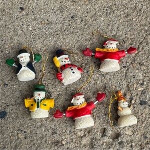 VTG Set of 6 Mini‎ Snowman Holiday Ornaments Set
